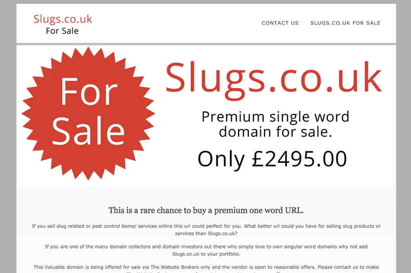 Slugs.co.uk – Single Word Gardeners url for sale